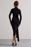 Nikita Black High-Neck Midi Dress With Drape