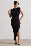 Jennifer Black Sleeveless Maxi Dress With Asymmetric Hem