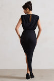 Jennifer Black Sleeveless Maxi Dress With Asymmetric Hem