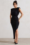 Jennifer Black Sleeveless Maxi Dress With Asymmetric Hem