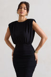Jennifer Black Sleeveless Maxi Dress With Asymmetric Hem