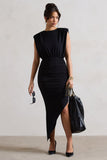 Jennifer Black Sleeveless Maxi Dress With Asymmetric Hem