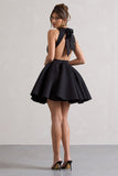 Waverly Black Racer-Neck Sleeveless Skater Mini Dress
