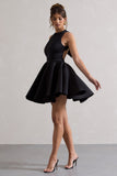 Waverly Black Racer-Neck Sleeveless Skater Mini Dress