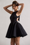 Waverly Black Racer-Neck Sleeveless Skater Mini Dress