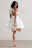 Waverly White Racer-Neck Sleeveless Skater Mini Dress