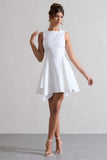 Scout White Sleeveless Draped Hem Mini Dress
