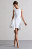 Scout White Sleeveless Draped Hem Mini Dress
