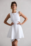 Scout White Sleeveless Draped Hem Mini Dress