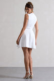 Scout White Sleeveless Draped Hem Mini Dress