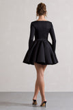 Winslet Black Square-Neck Skater Mini Dress