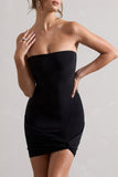 Jamie Black Strapless Mini Dress With Knot Skirt