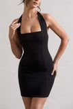 Soul Black Bodycon Halter-Neck Mini Dress