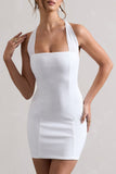 Soul White Bodycon Halter-Neck Mini Dress