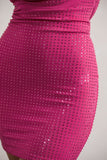 Last Dance Dark Pink Embellished Strappy Cowl-Neck Mini Dress
