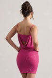 Last Dance Dark Pink Embellished Strappy Cowl-Neck Mini Dress