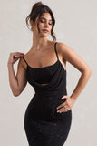 Costella Black Embellished Strappy Cowl-Neck Maxi Dress