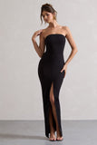 Cailin Black Strapless Split Maxi Dress