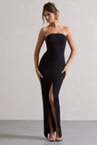 Cailin Black Strapless Split Maxi Dress