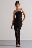 Cailin Black Strapless Split Maxi Dress