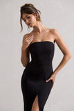 Cailin Black Strapless Split Maxi Dress
