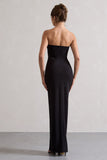 Cailin Black Strapless Split Maxi Dress