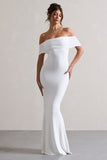 Kiana White Bardot Maxi Dress