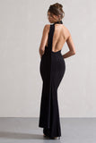 Miss Black One Shoulder Backless Maxi Dress With Scarf