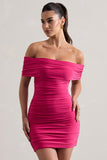 Zeta Dark Pink Bodycon Bardot Mini Dress
