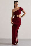 Milos Berry One-Shoulder Cut-Out Maxi Dress With Split