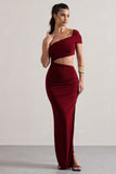 Milos Berry One-Shoulder Cut-Out Maxi Dress With Split