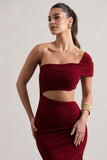 Milos Berry One-Shoulder Cut-Out Maxi Dress With Split