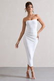 East End White Strapless Gathered Midi Dress