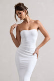East End White Strapless Gathered Midi Dress