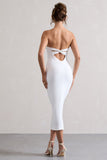East End White Strapless Gathered Midi Dress