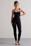 Kat Black Strappy Skinny-Leg Unitard