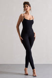 Kat Black Strappy Skinny-Leg Unitard