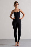 Kat Black Strappy Skinny-Leg Unitard