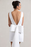 Peace White Satin Mini Dress With Drape Detail