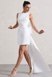 Peace White Satin Mini Dress With Drape Detail