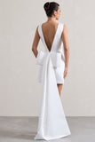 Peace White Satin Mini Dress With Drape Detail