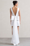 Peace White Satin Mini Dress With Drape Detail