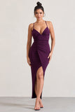 Enamour Plum Strappy Plunge-Neck Wrap Maxi Dress