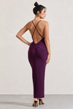 Enamour Plum Strappy Plunge-Neck Wrap Maxi Dress