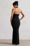 Kira Black Halter-Neck Cut-Out Split Maxi Dress With Flowers