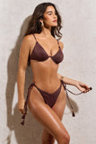 Shining Moment Bronze Metallic Beaded String Bikini Bottoms