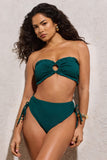 Wanderlust Bottle Green Textured Ring Bandeau Bikini Top
