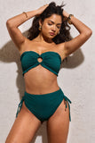 Wave Bottle Green Ruched High-Waist Bikini Bottoms