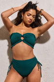 Wanderlust Bottle Green Textured Ring Bandeau Bikini Top