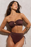 Wanderlust Bronze Metallic Textured Ring Bandeau Bikini Top